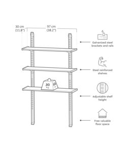 KIT SCAFFALATURA PER CASETTE KETER "SHELVING KIT 100" IN METALLO 97X30 CM